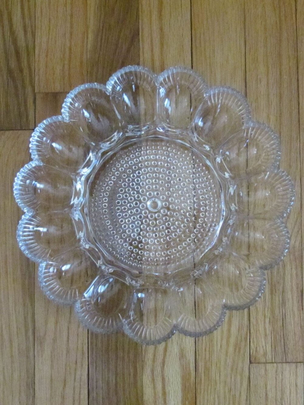 Deviled Egg Plate Vintage Hobnail Indiana Glass - EUC